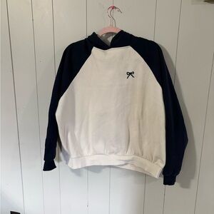 Edikted Navy and Cream Hoodie